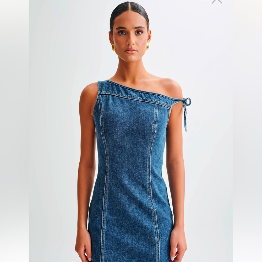 Meshki Baker Off Shoulder Denim Mini Dress